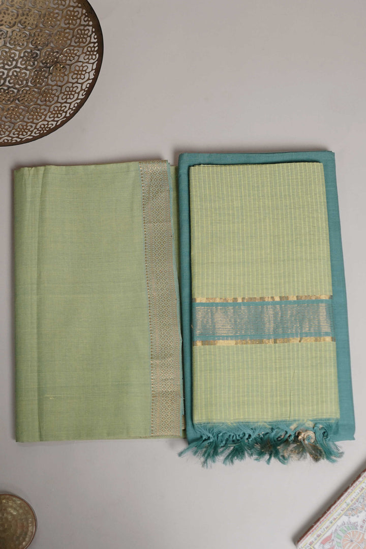Parrot Green Mangalagiri Cotton Suit