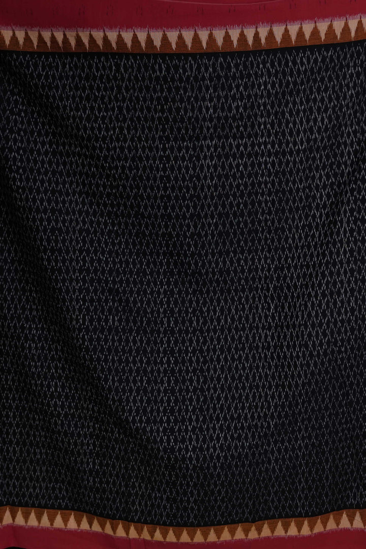 Black with Red Border Ikat Cotton Fabric