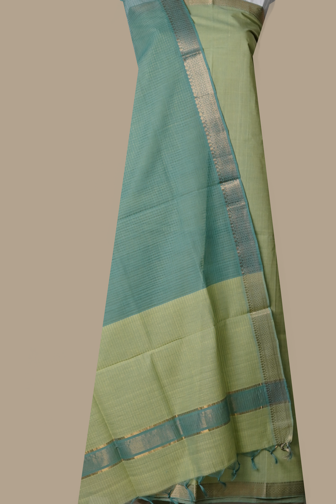 Parrot Green Mangalagiri Cotton Suit