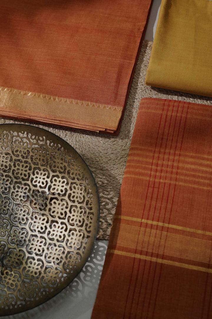 Dark Orange Mangalagiri Cotton Suit
