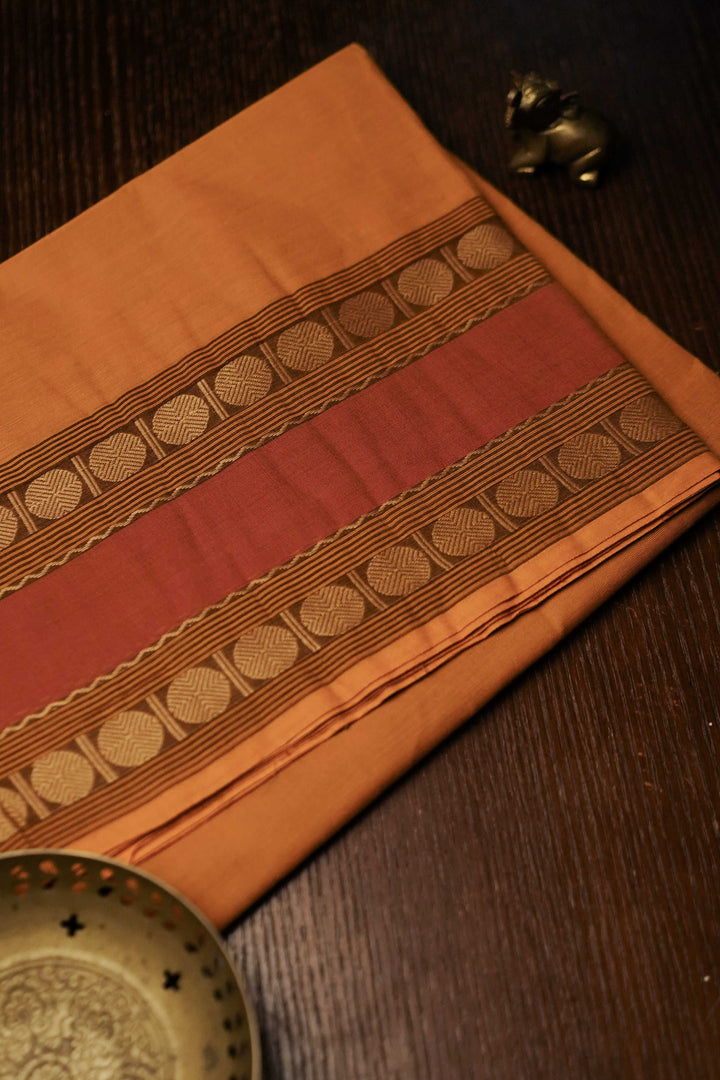 Orange Kanchipuram Cotton saree
