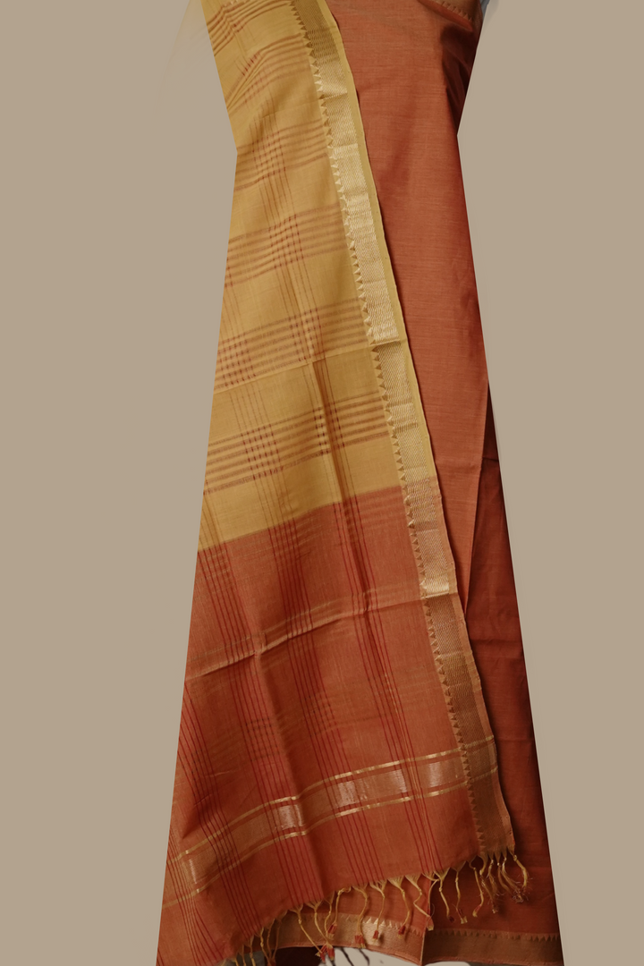 Dark Orange Mangalagiri Cotton Suit