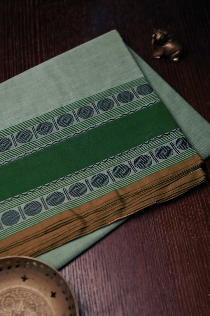 Creamy Green Kanchipuram Cotton saree