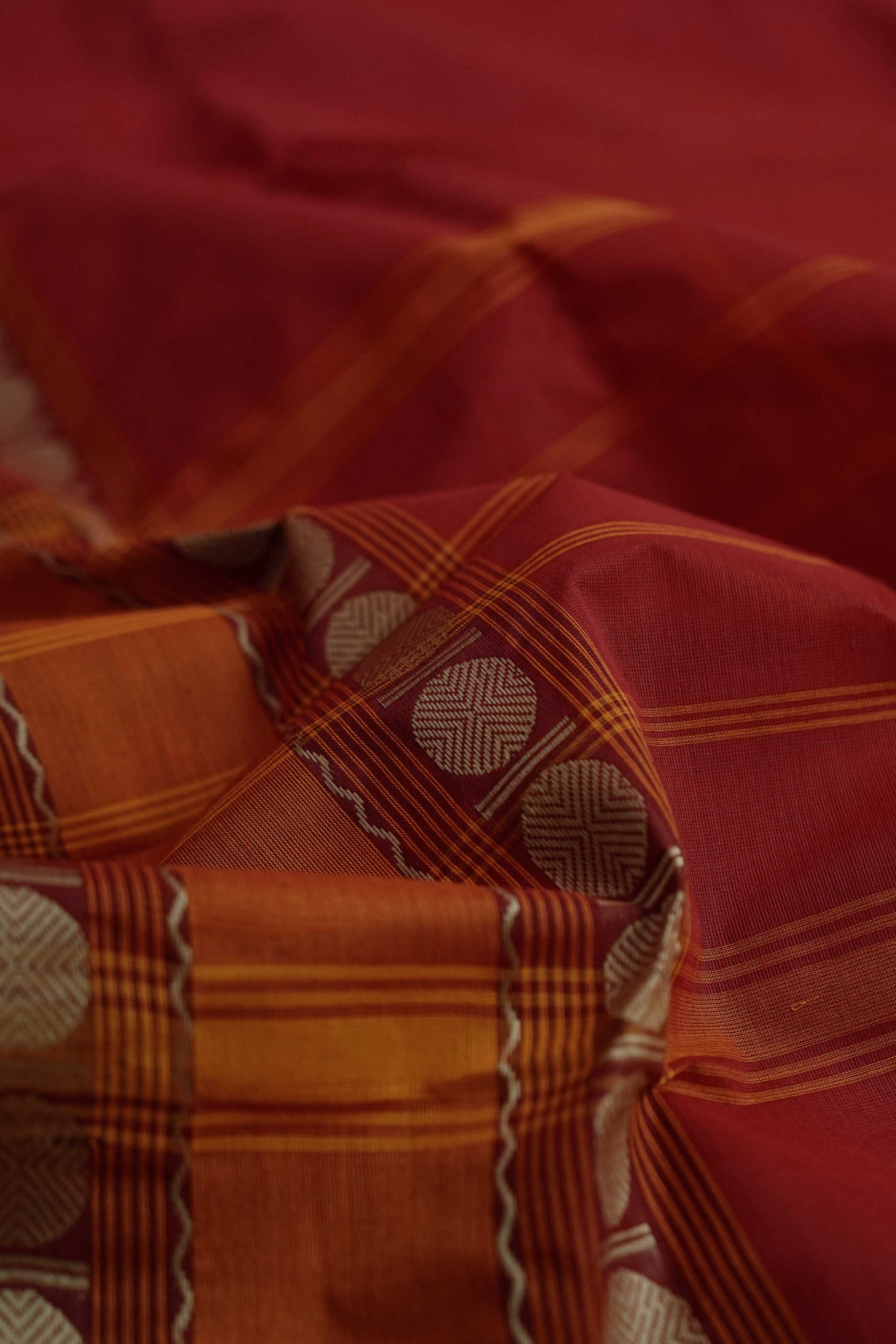 Kumkum Red Kanchipuram Cotton saree