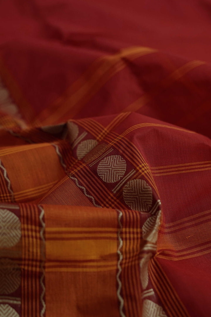 Kumkum Red Kanchipuram Cotton saree