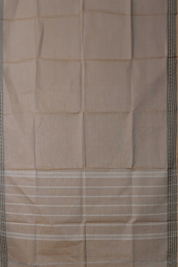 Pin Stripe on Beige Kanchipuram Cotton saree