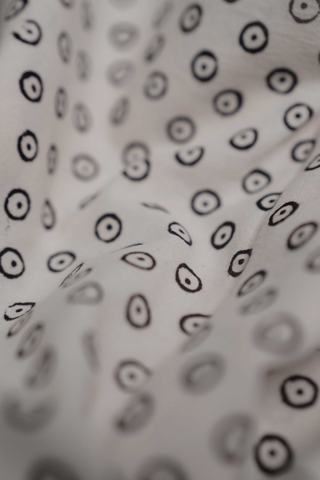 Circle Motifs - Cream Bagh Cotton Fabric-0.6 m