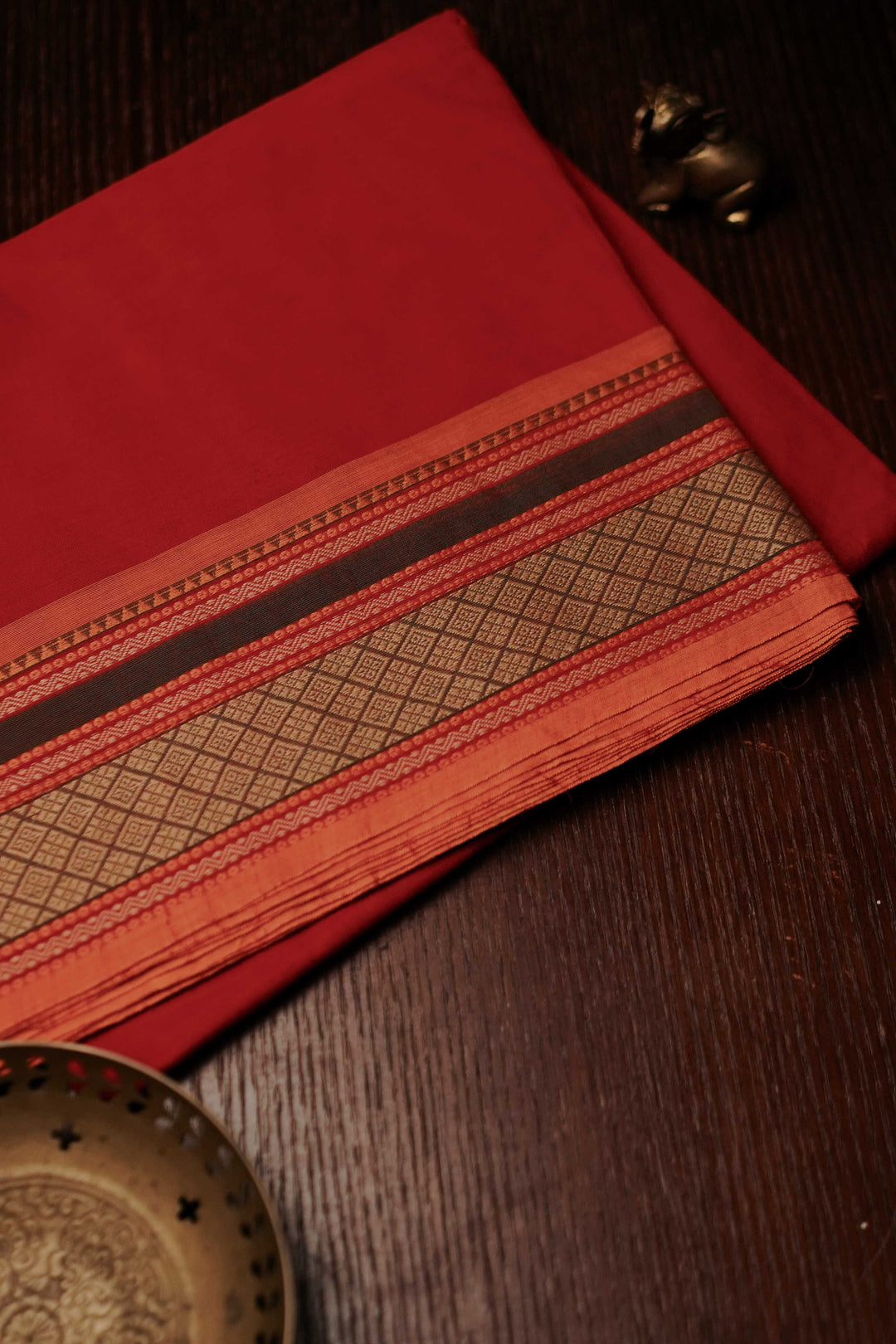 Dark Red Kanchipuram Cotton saree
