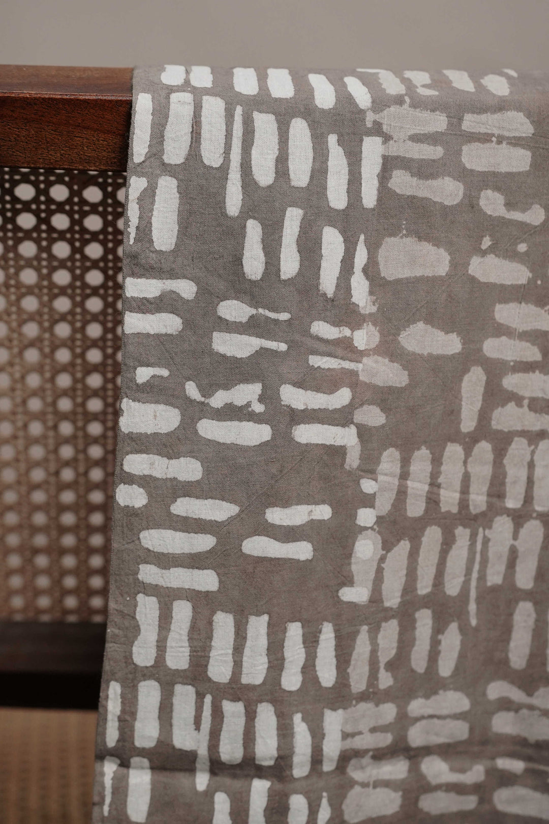 Patterned on Grey Dabu Cotton Fabric-0.9m