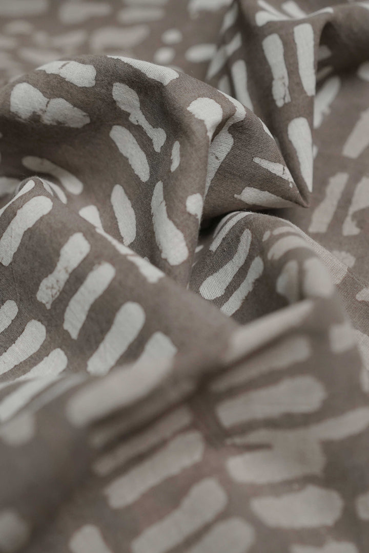 Patterned on Grey Dabu Cotton Fabric-0.9m