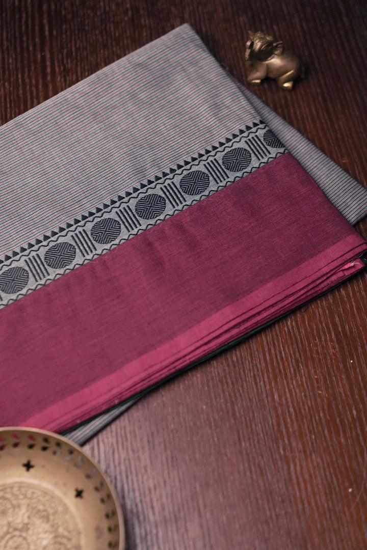 Ash Grey Kanchipuram Cotton saree