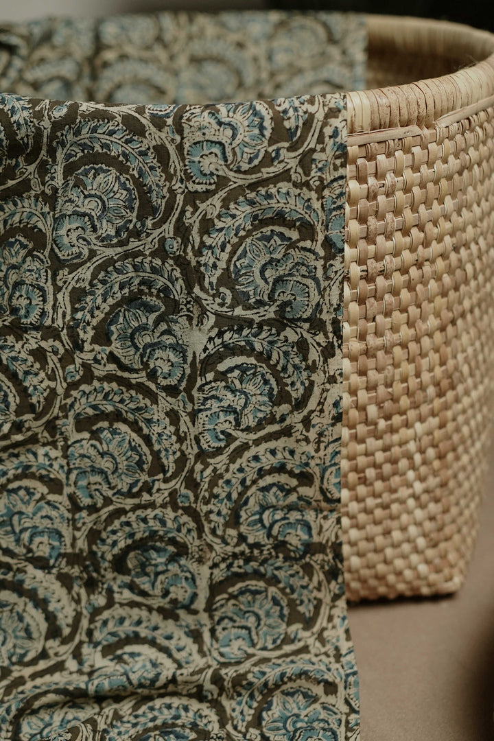 Olive Green Printed kalamkari Cotton Fabric-0.7 m