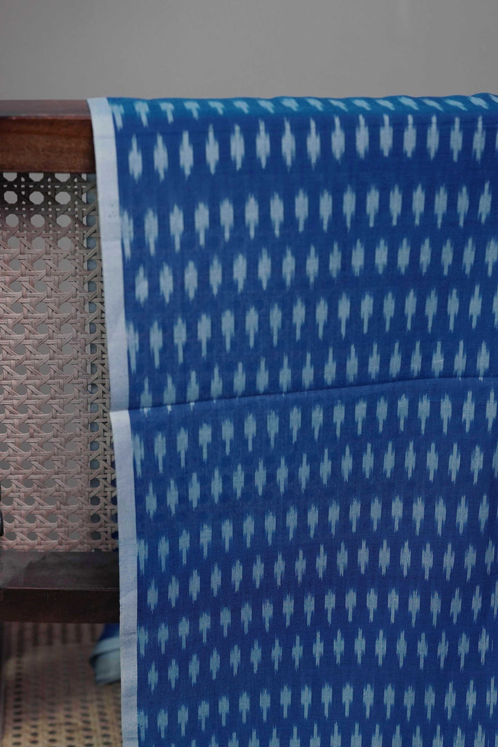 Tiny Butta on Blue Ikat Cotton Fabric