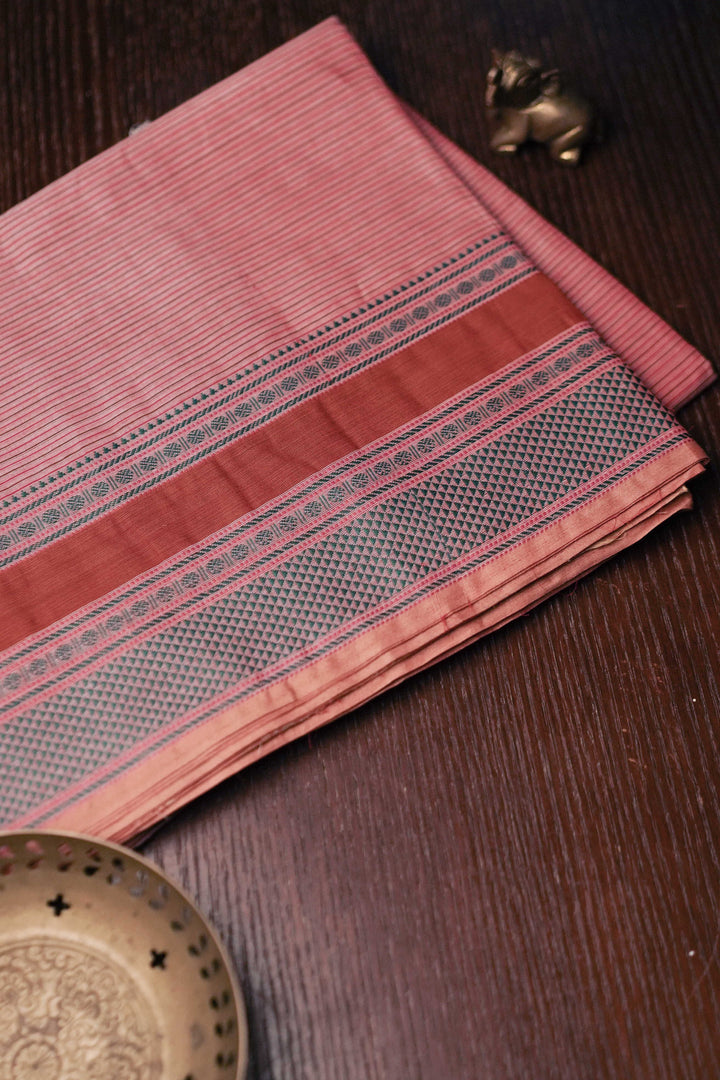 Creamy Pink Kanchipuram Cotton saree