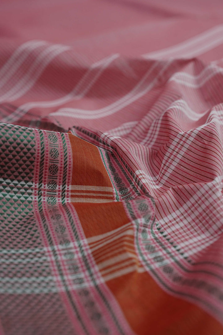 Creamy Pink Kanchipuram Cotton saree