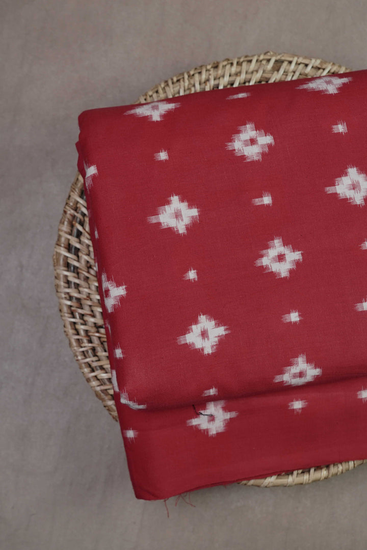 Scarlet Red Ikat Cotton Fabric- 0.7m