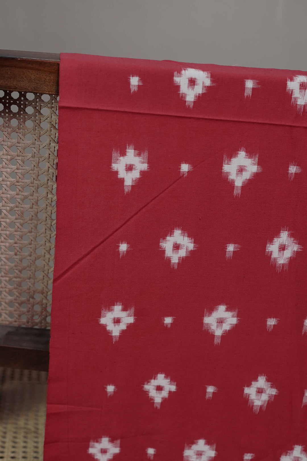 Scarlet Red Ikat Cotton Fabric- 0.7m