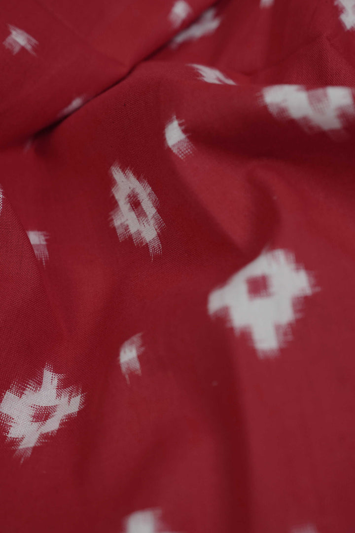 Scarlet Red Ikat Cotton Fabric- 0.7m