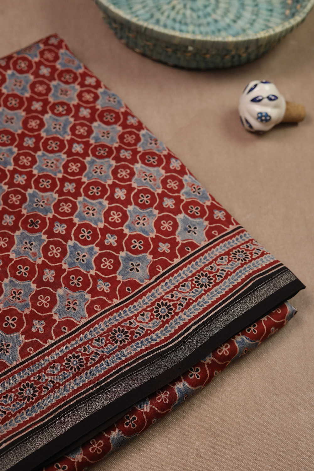 Ajrak Chanderi Silk Cotton Saree - Matkatus