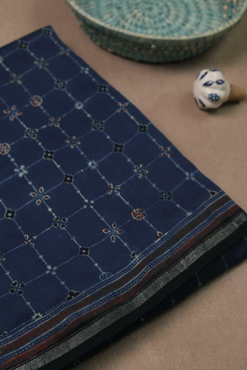 Ajrak Chanderi Silk Cotton Saree - Matkatus