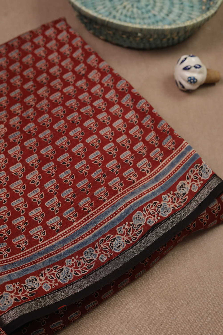 Ajrak Chanderi Silk Cotton Saree - Matkatus