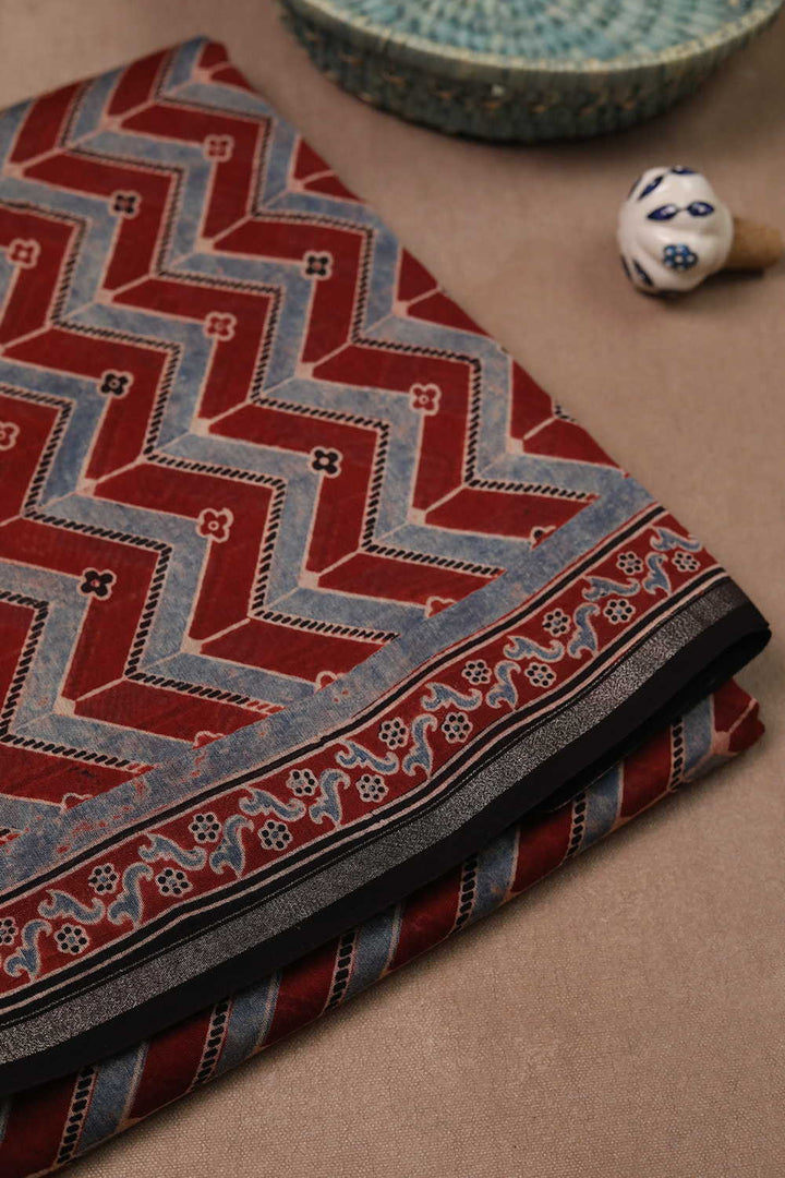 Ajrak Chanderi Silk Cotton Saree - Matkatus
