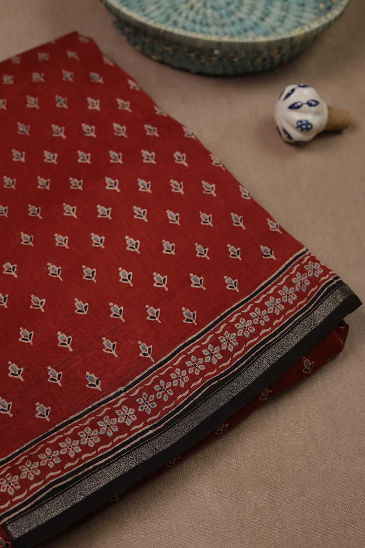 Ajrak Chanderi Silk Cotton Saree - Matkatus