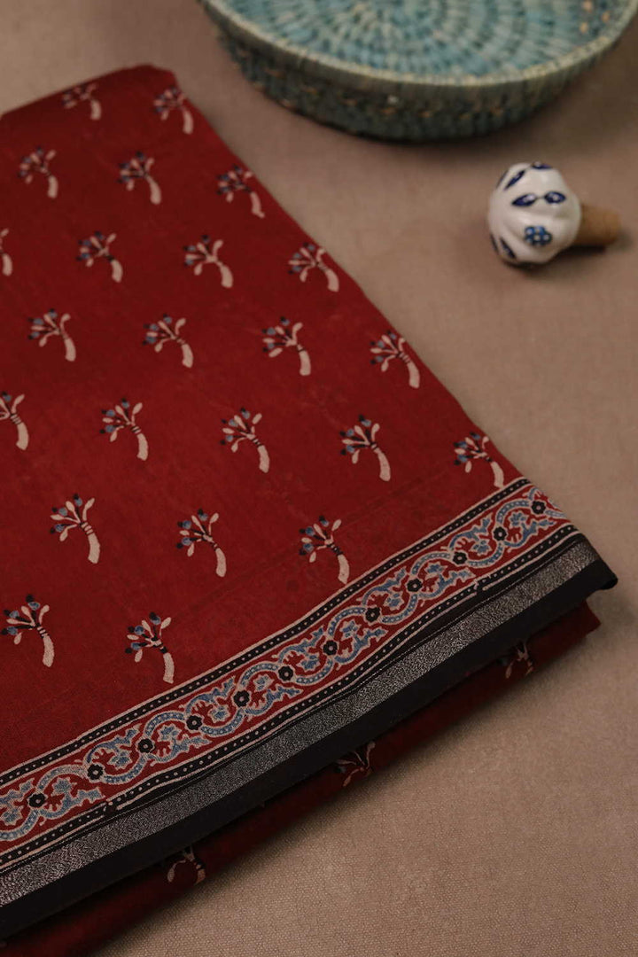 Ajrak Chanderi Silk Cotton Saree - Matkatus