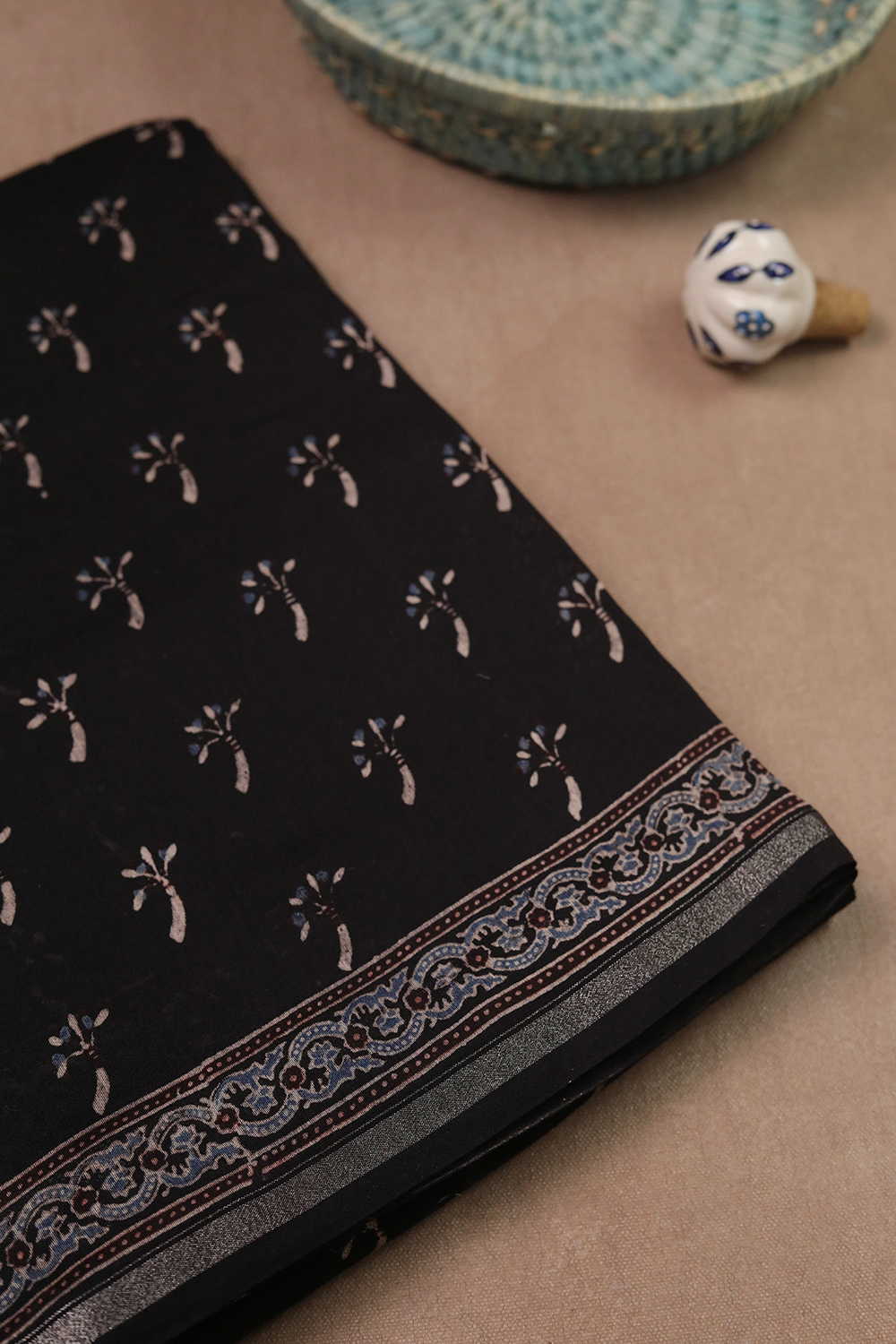Ajrak Chanderi Silk Cotton Saree - Matkatus