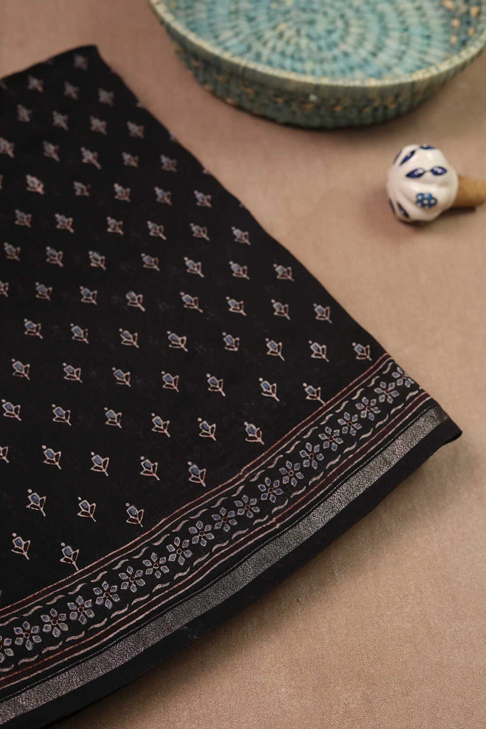 Ajrak Chanderi Silk Cotton Saree - Matkatus