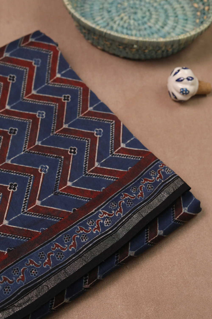 Ajrak Chanderi Silk Cotton Saree - Matkatus