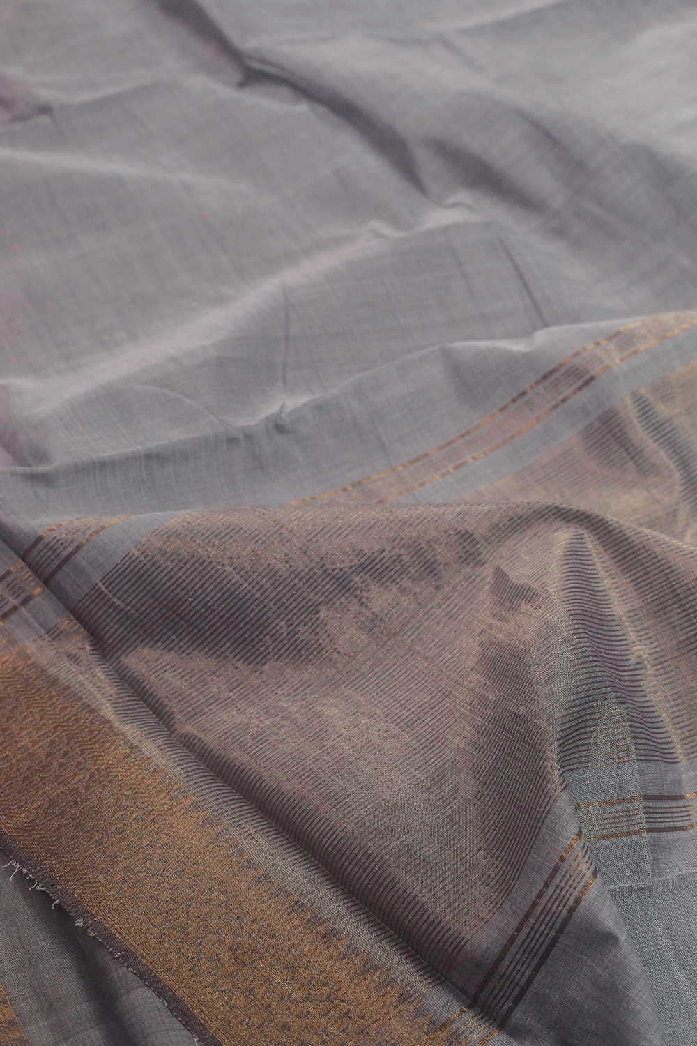 Zari Border - Grey Mangalagiri Cotton saree