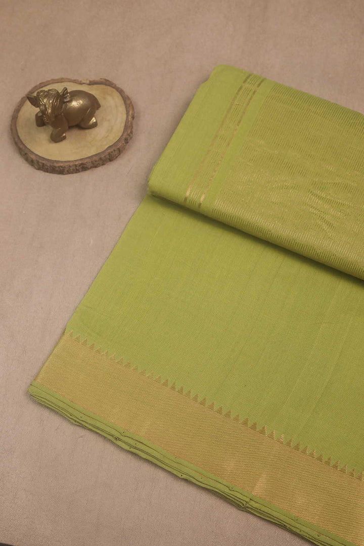 Gold Zari Border on Green Mangalagiri Cotton saree