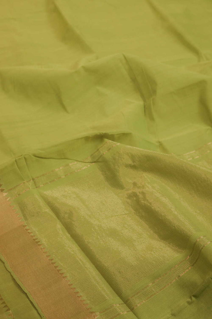 Gold Zari Border on Green Mangalagiri Cotton saree