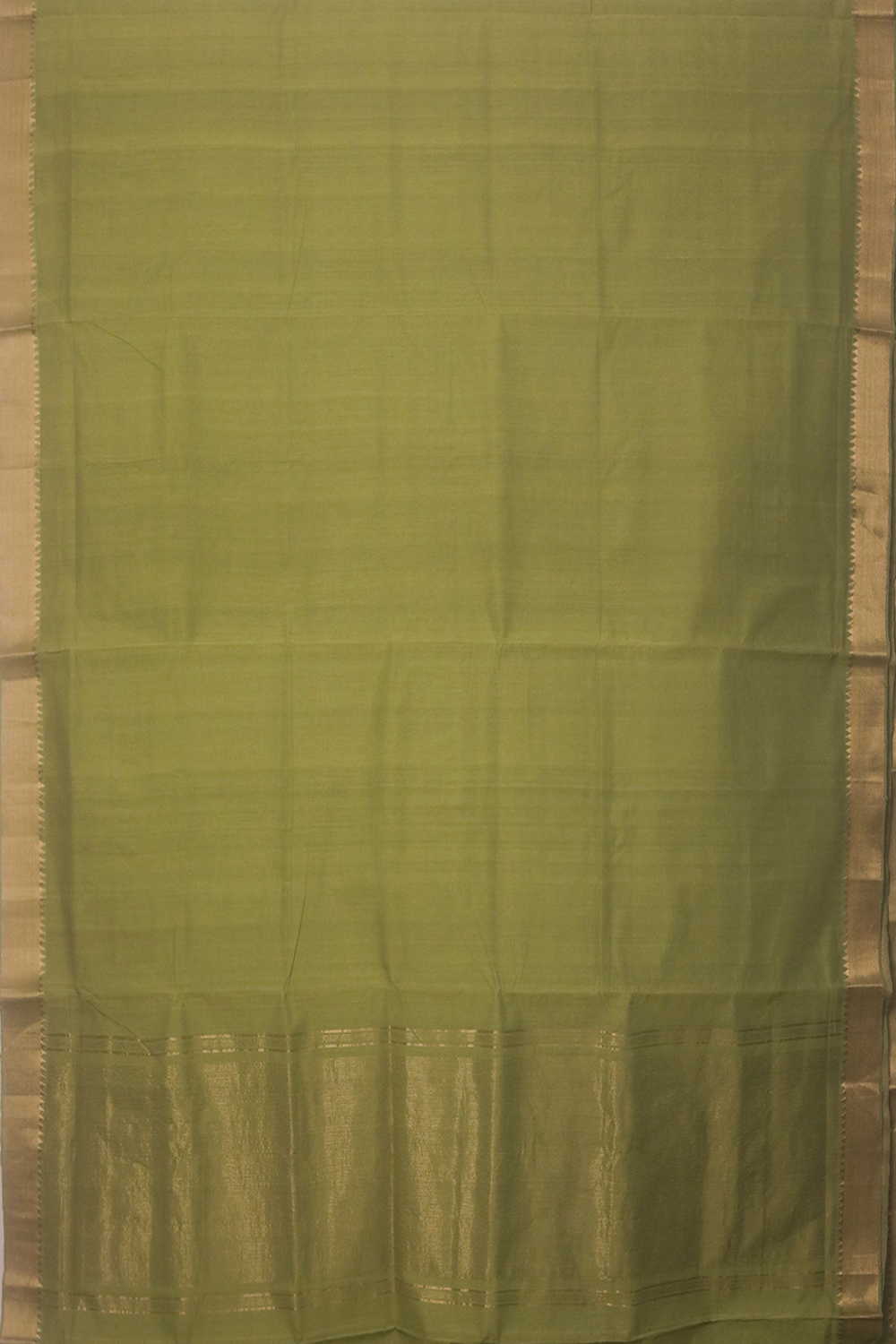 Gold Zari Border on Green Mangalagiri Cotton saree