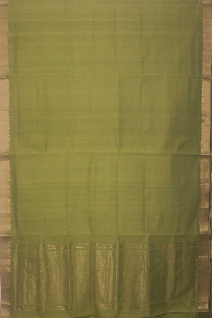 Gold Zari Border on Green Mangalagiri Cotton saree