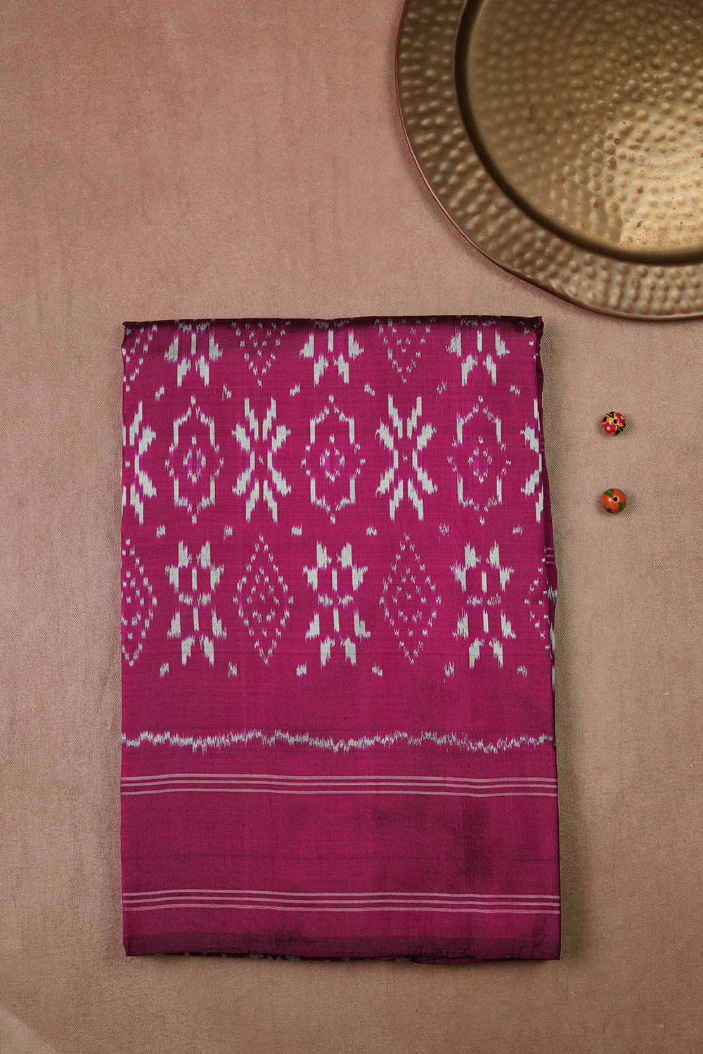 Shades of Deep Pink Ikat Silk saree