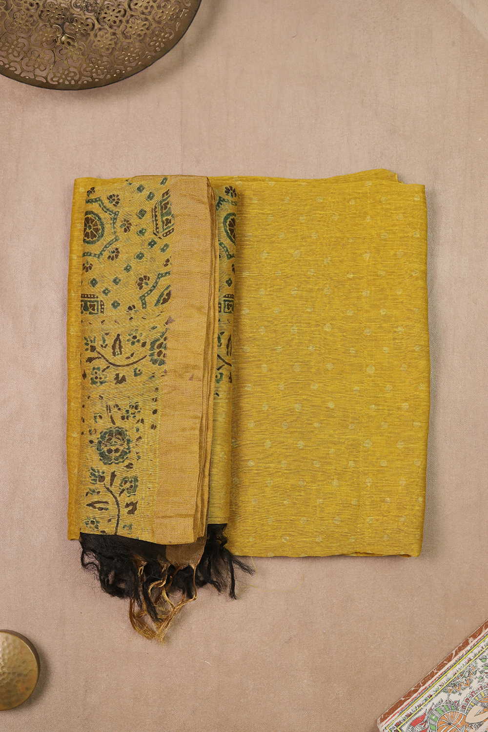 Ajrak Linen Top & Dupatta - Matkatus 