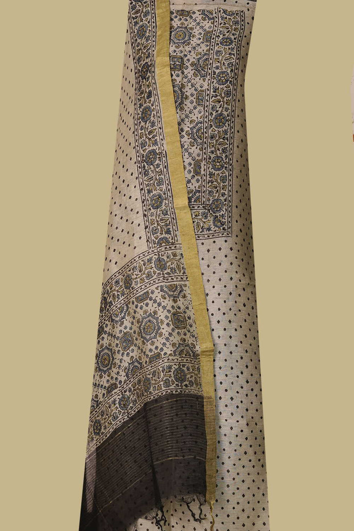 Ajrak Linen Top & Dupatta - Matkatus 