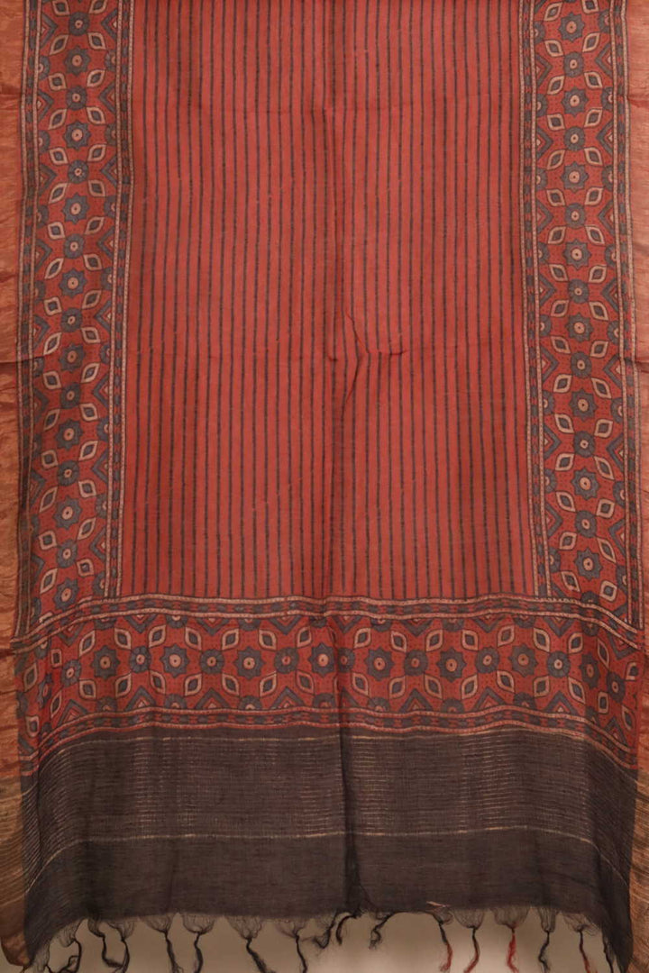 Ajrak Linen Top & Dupatta - Matkatus 