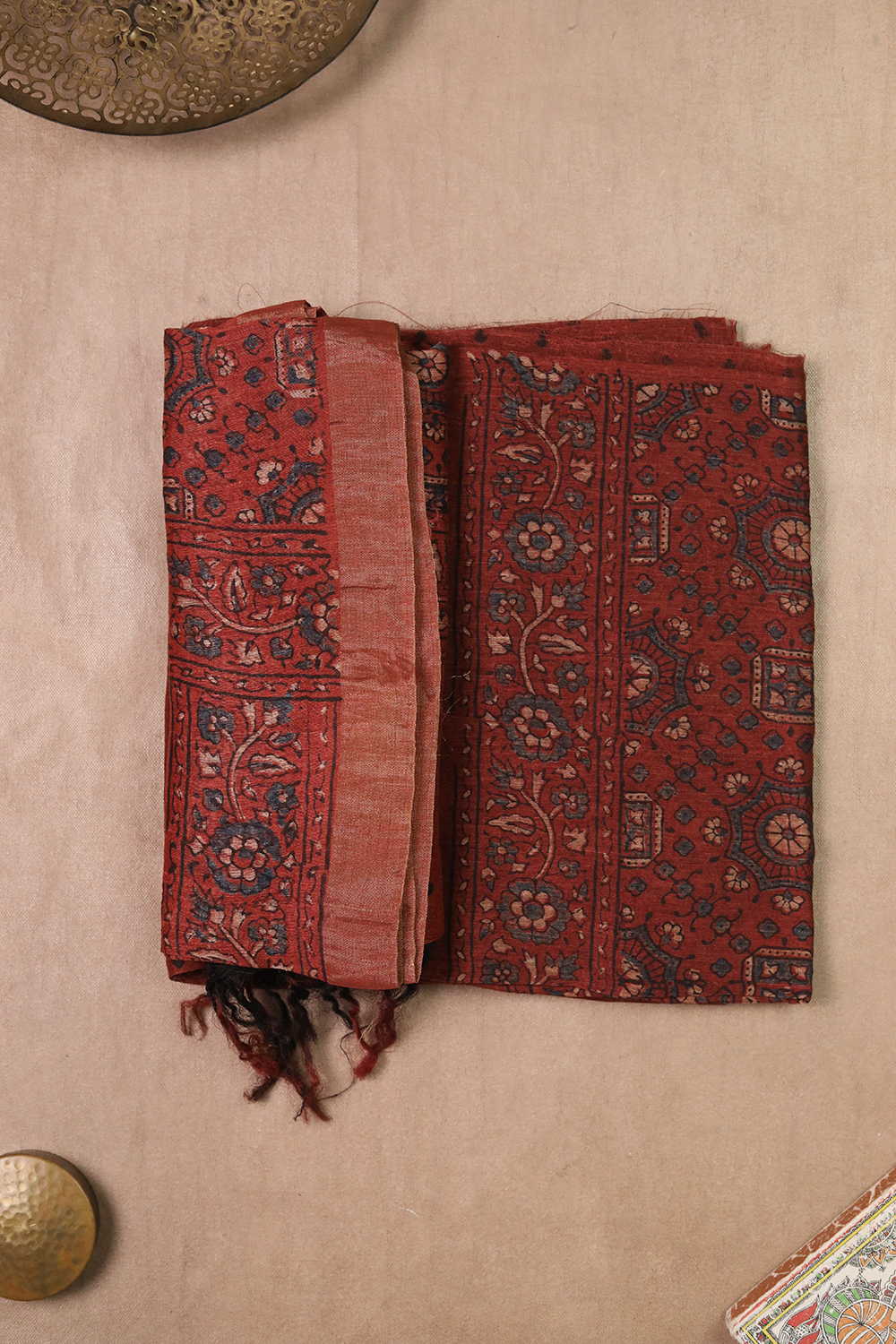 Ajrak Linen Top & Dupatta - Matkatus 