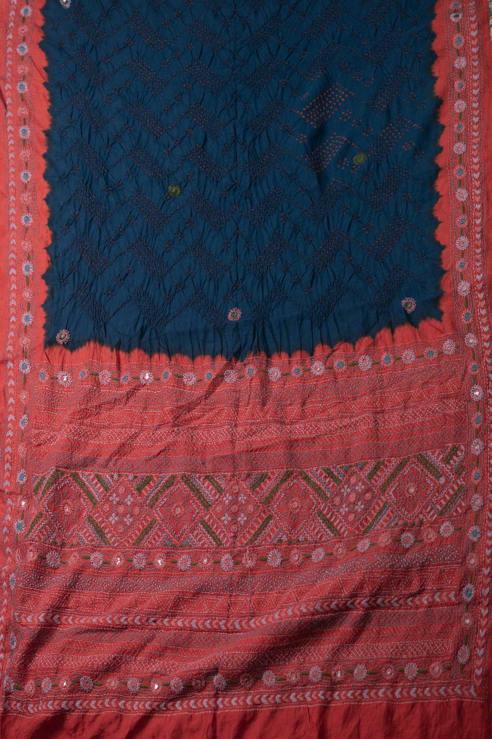 Ajrak Bandhani Saree - Matkatus 