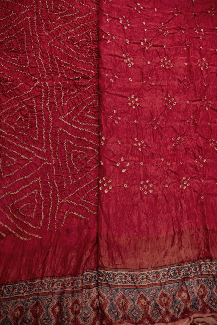 Ajrak Bandhani Saree - Matkatus 