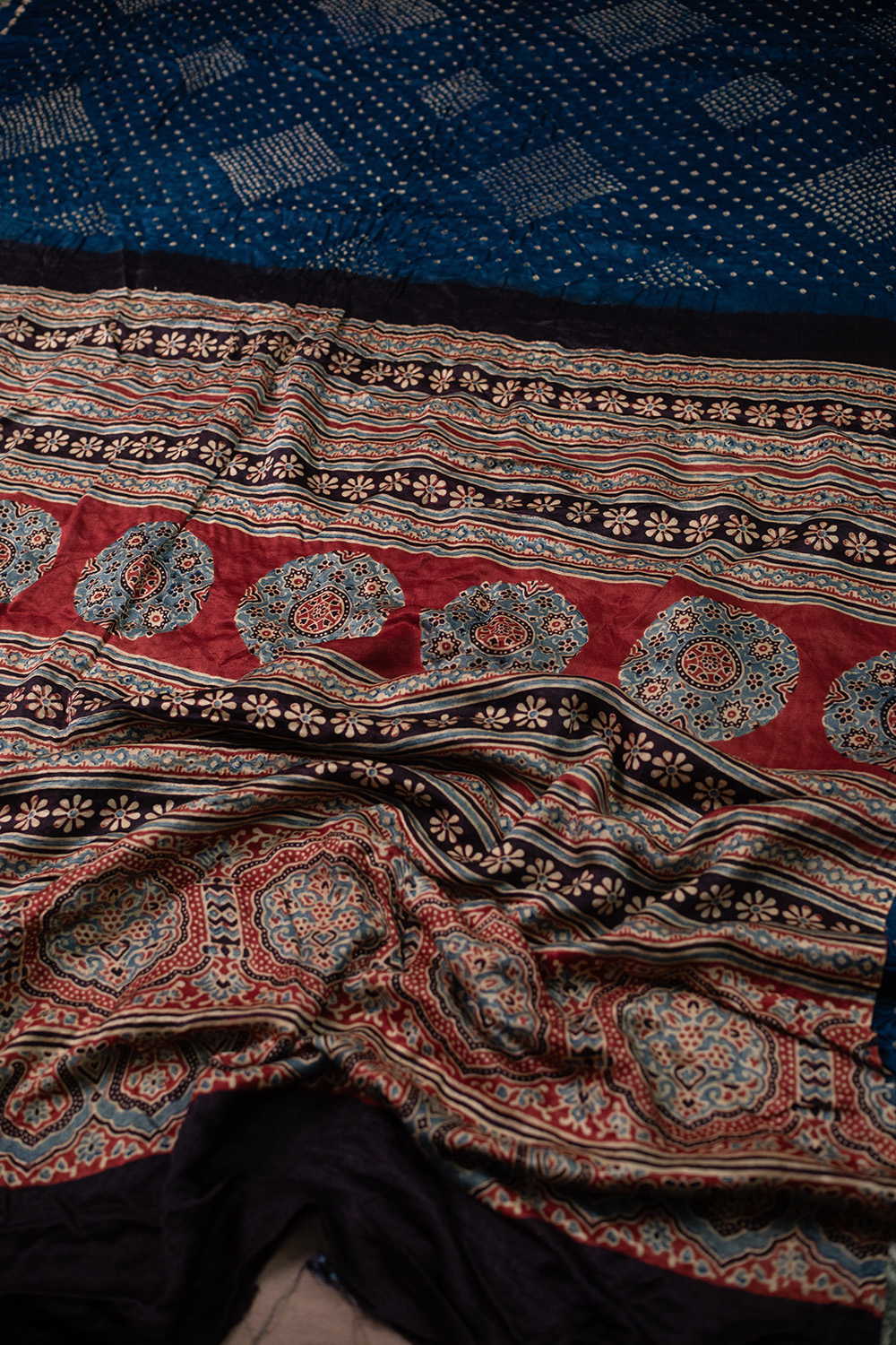 Ajrak Bandhani Saree - Matkatus 
