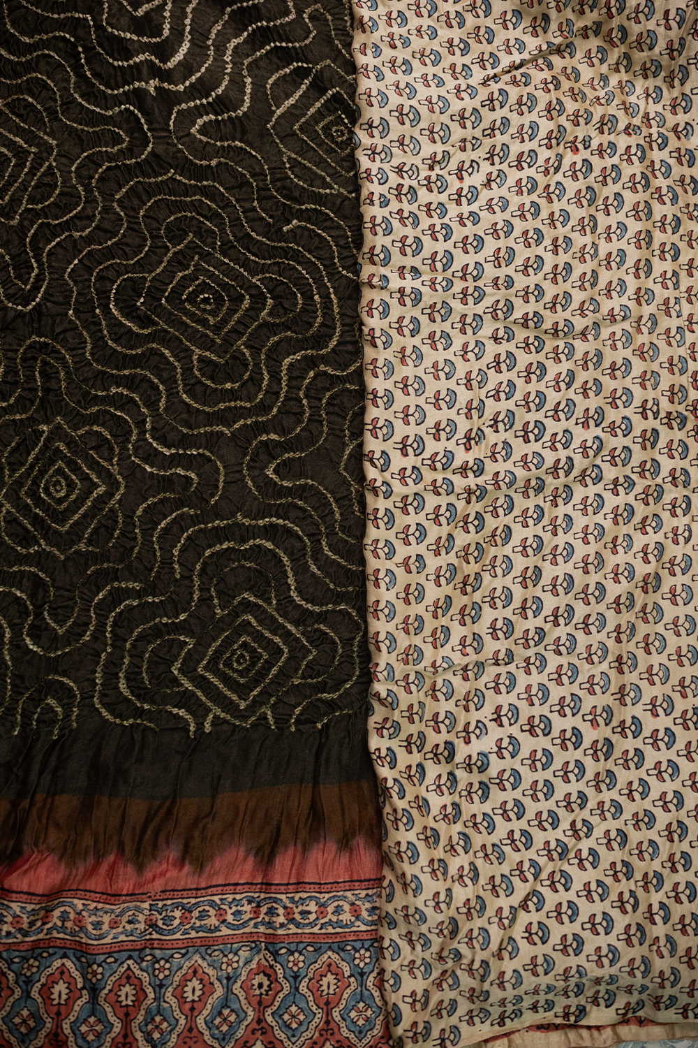 Ajrak Bandhani Saree - Matkatus 