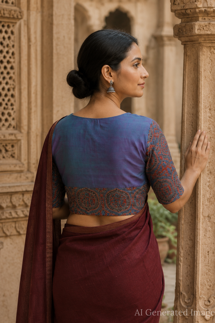 Shruti - Double shade Mangalagiri Ajrak Blouse -32,34,36,38,40,42