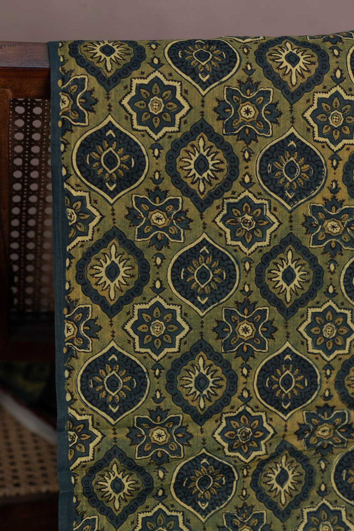 Green Ajrak Mul Cotton Fabric - 0.5m