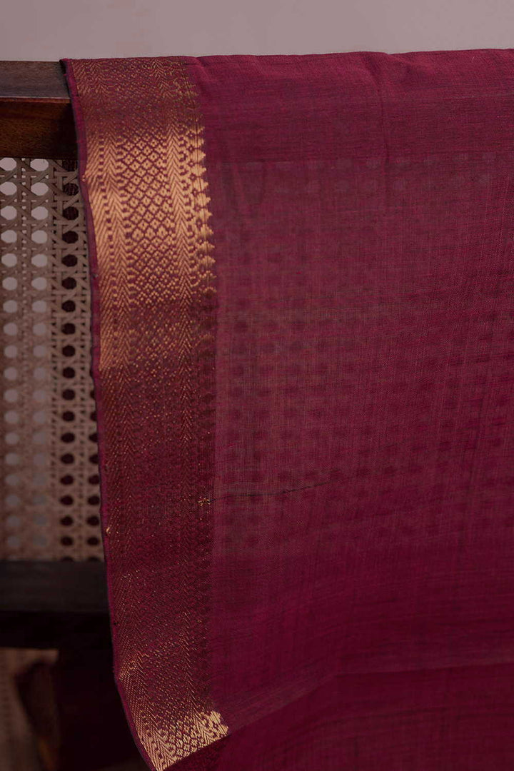 Gold Border on Maroon Mangalagiri Cotton Fabric
