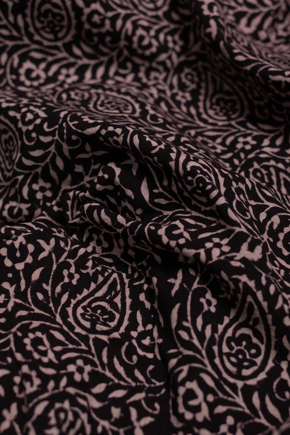 Black Ajrak Print Fabrics - Matkatus 
