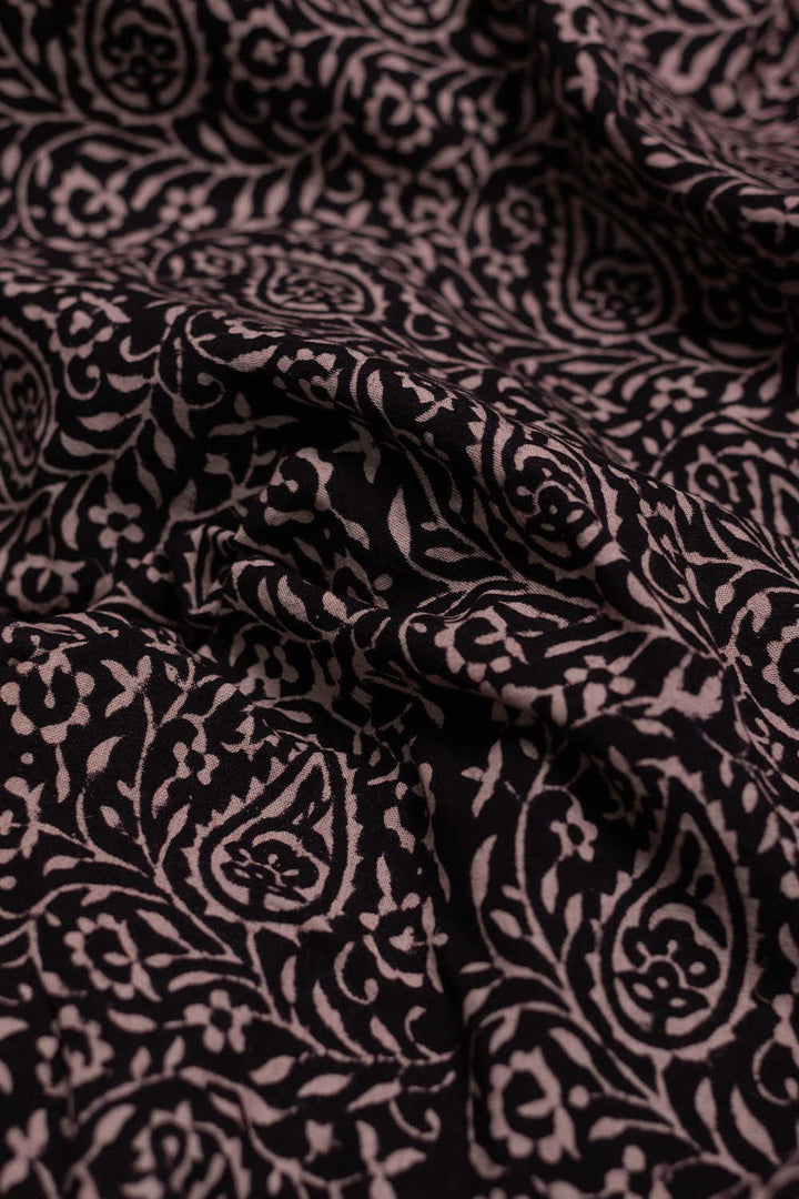 Black Ajrak Print Fabrics - Matkatus 